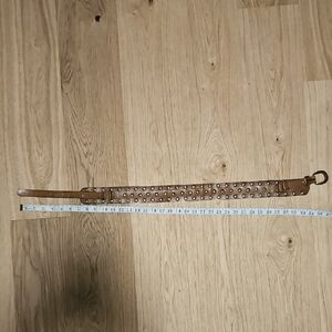 Accessorize Tan Leather Belt Gold Studs